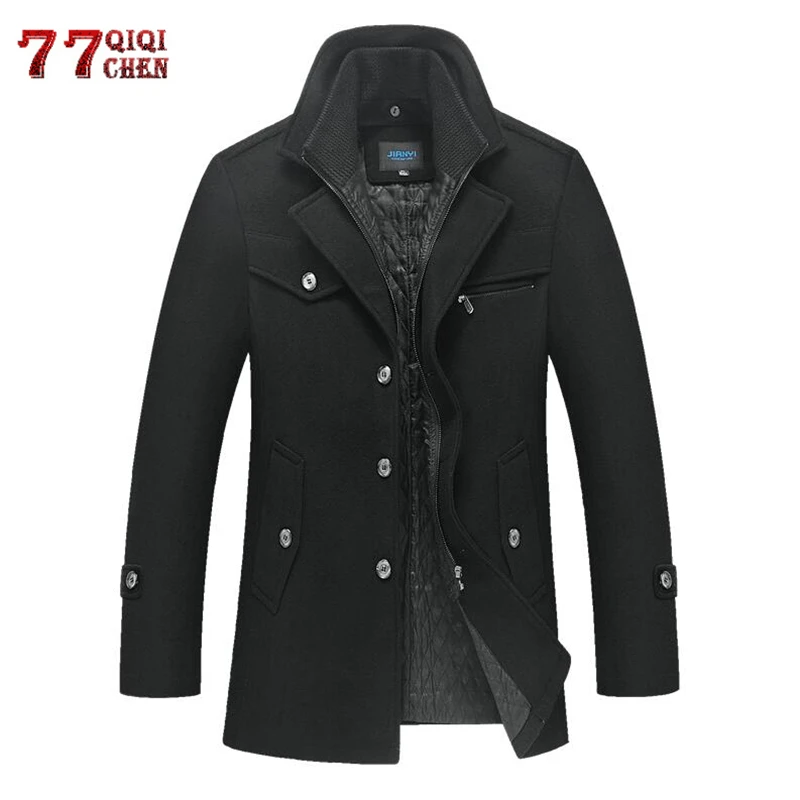 

Winter Wool Coat Men Thick Warm Woolen Overcoat Casaco Masculino Palto Jaket Men's Casual Slim Trench Coats Peacoat 5XL Jackets