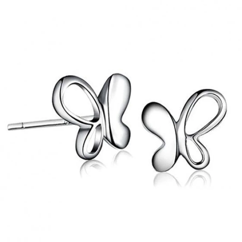 QianBei Butterfly Stud Earrings Fashion Falling Silver Butterfly Stud Earrings 925 Earrings Bohemian Style Unique Ms. Earrings