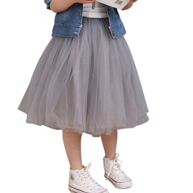 US $8.62 2018 Summer Fluffy Soft Tulle Girls Tutu Skirt Pettiskirt Medlium Long Girls Skirts for 6M-13Y Kids