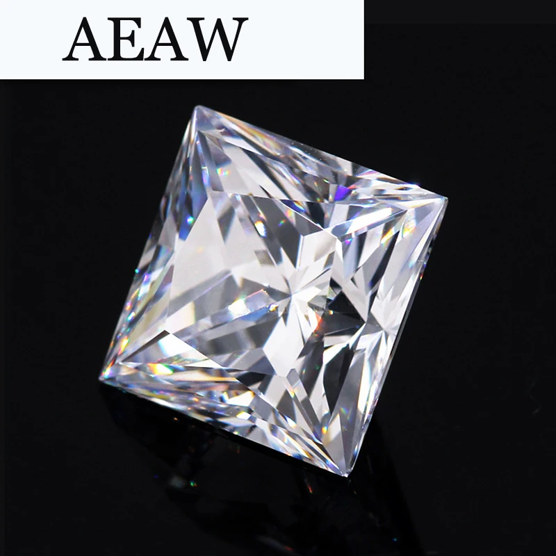 AEAW 3 Carat 8mmx8mm F Color Princess Cut Moissanite Lab Diamond Loose Stone Test Positive as Real Diamond