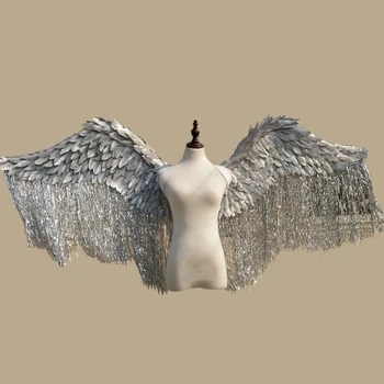 

2018 new style silver gold angel wing props catwalk show props festival Angel Feather wings Window props underwear show costume
