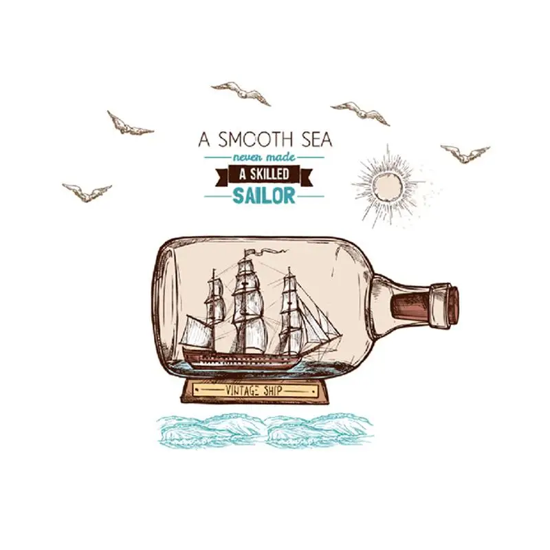 1Pcs Personality Decorative Wall Stickers Bedroom Background Decoration Sea Drift Bottle Home Sticker C1022 | Дом и сад