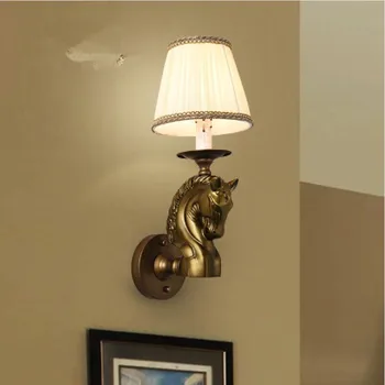 

New resin art wall lamp led lamps Retro horse head Wall Lamps White/Golden living room lamps E14 led lustre light Wall lights