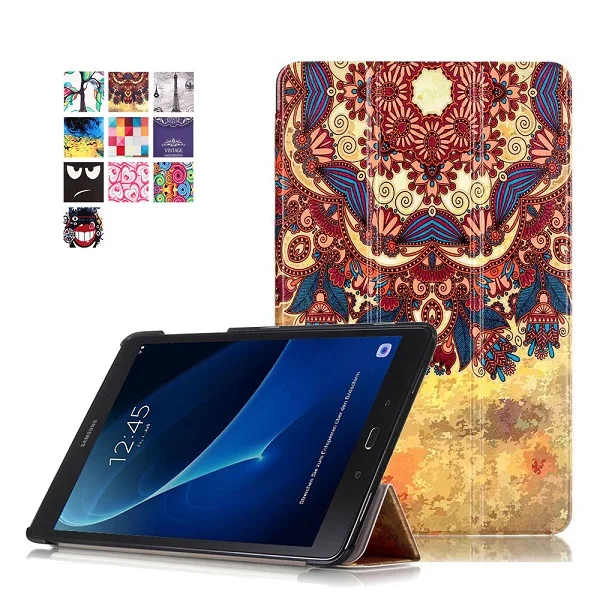 Тонкий Магнитный 3 складной Флип PU чехол для samsung Galaxy Tab A a6 10,1 T580 T585 SM-T580N T585N Кожаный Чехол+ пленка+ ручка - Цвет: tribal style