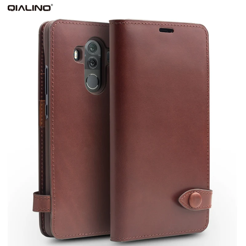 

QIALINO Genuine Leather Flip Case for Huawei Mate 10 Luxury Ultrathin Card Slot Phone Cover for Mate10 pro for 5.9/6.0 inches