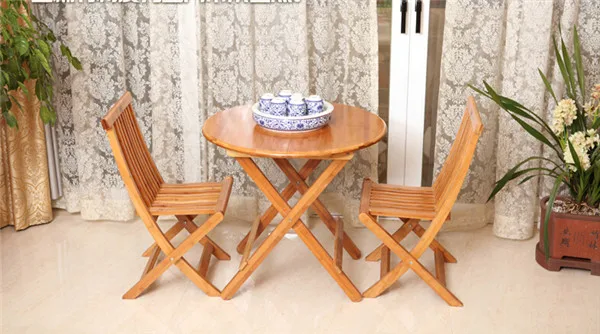 Bamboo Furniture Folding Round Table 80-100cm Outdoor/Indoor Garden Table Legs Foldable Portable Folding Dining Table Bamboo