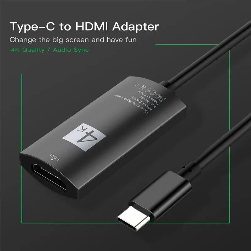 Портативный конвертер USB C на HDMI переходник с Type папа мама разрешение 4K 30 Гц для
