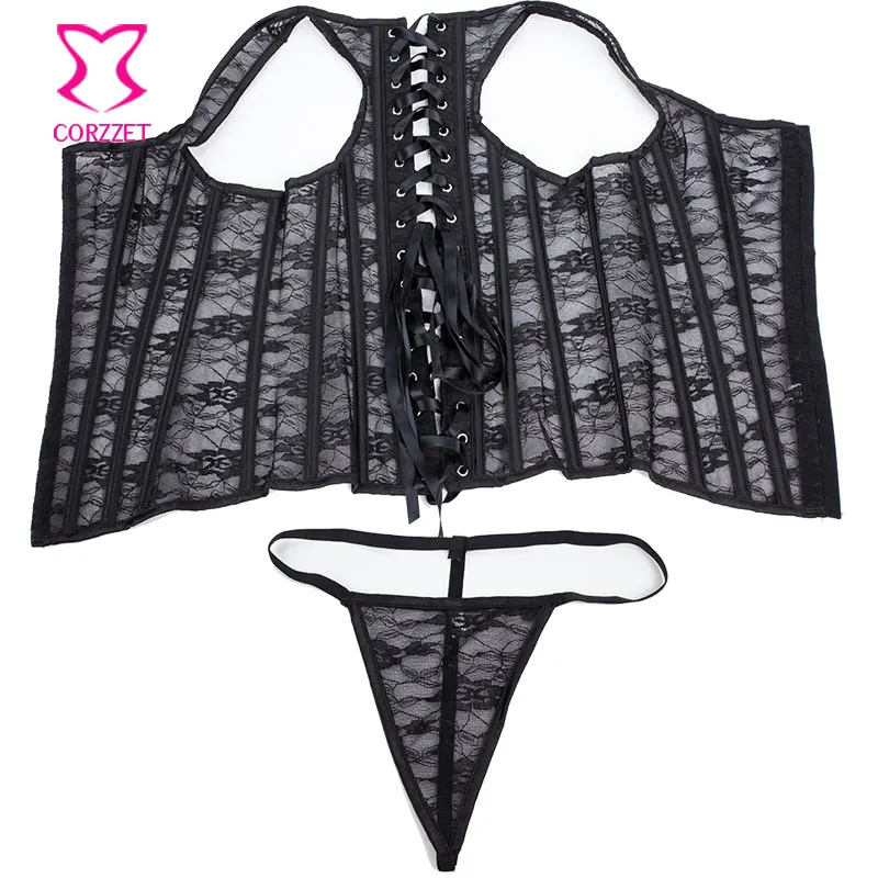 Черный прозрачный кружевной корсет XS-XXL, сексуальные готические корсеты и бюстье, женское корректирующее белье