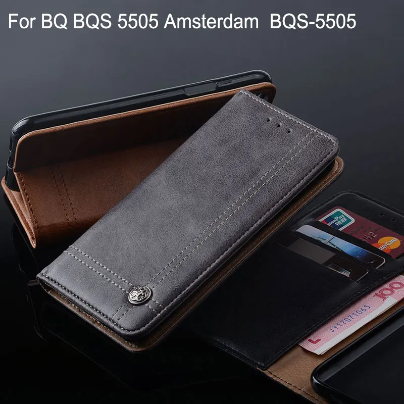 Для BQ BQS 5505 Амстердам кожаный чехол флип подставка слот для карты без магниты