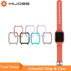 Mijobs 20 мм ремешок жесткий пластик в виде ракушки защитный чехол Обложка для Xiaomi Huami Amazfit Bip бит темп Lite молодежи Смарт часы