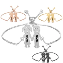 Настраиваемые регулируемые браслеты для маленьких мальчиков и девочек, браслет из нержавеющей стали с гравировкой имени, дата для детей, день рождения, семейные подарки SL-128