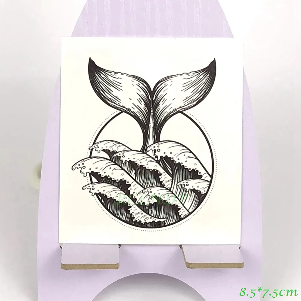 

Waterproof Temporary Tattoo sea wave whale tail shoots tatto stickers flash tatoo fake tattoos for girl women kid men