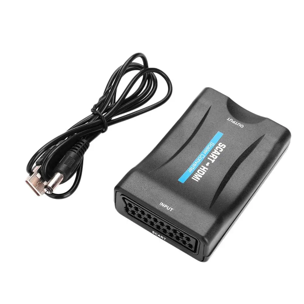 

Cewaal Portable Mini SCART to HDMI Digital Video Audio Video Cables Upscale Converter Adapter 1080P HD TV USB Cable