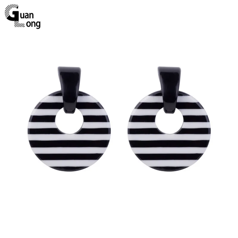 

Guanlong Classic Fashion Resin Earring Bohemian for Women Big Long Round Geometric Black Acrylic Drop Earring for Girls Jewelry