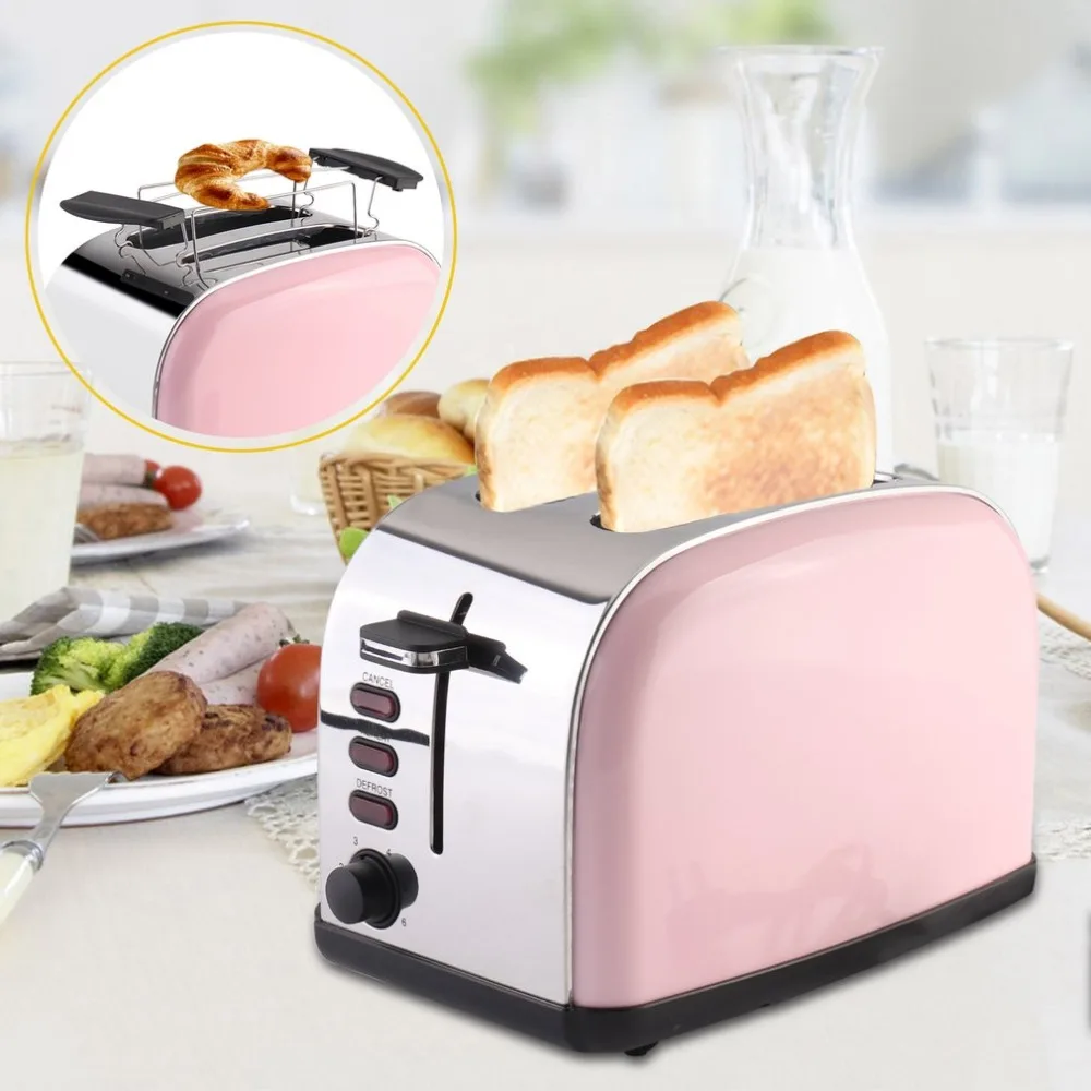 

Home Automatic Toaster Integrated Bun Warmer Sandwich Toast Bread Slices 2 Slots Breakfast Making Machine EU Plug J25C27