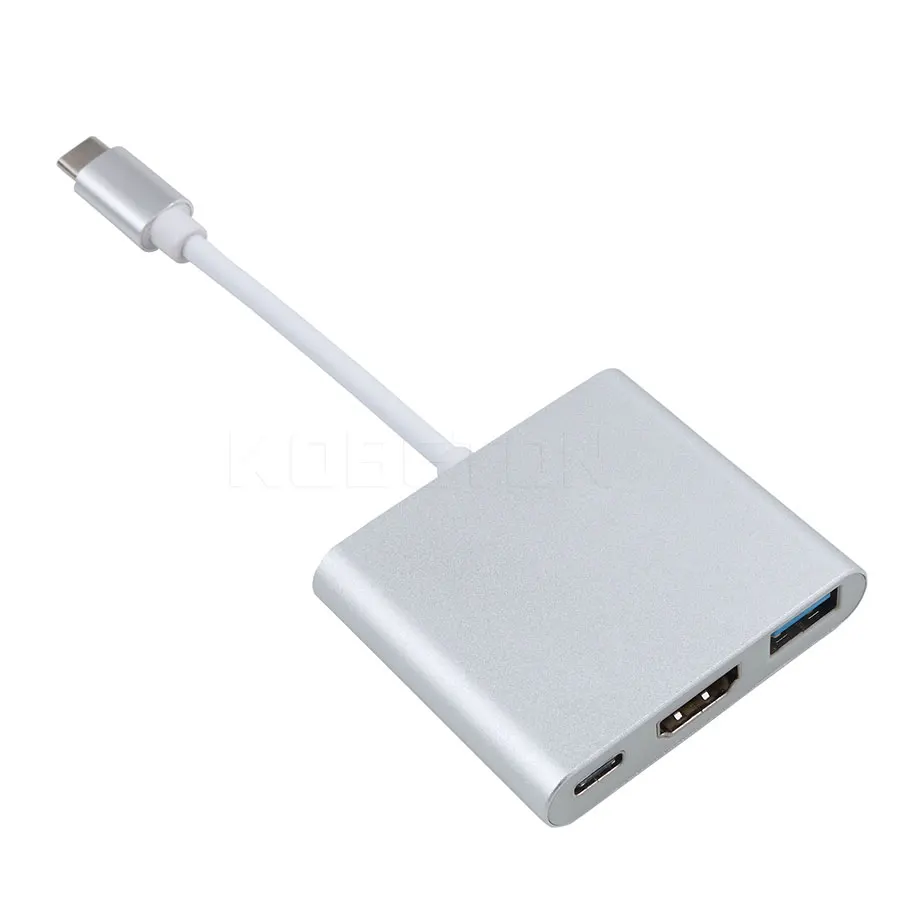 Kebidu Многофункциональный 3 в 1 мужчин и женщин USB-C USB 3,1 тип-c к HDMI USB 3,0 зарядный адаптер для Macbook Air 12 конвертер