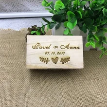 Обручальное кольцо Box Пользовательские ваши имена и даты выгравировать обручальное кольцо из коробки персональный подарок Rustic обручальное кольцо Bearer Box