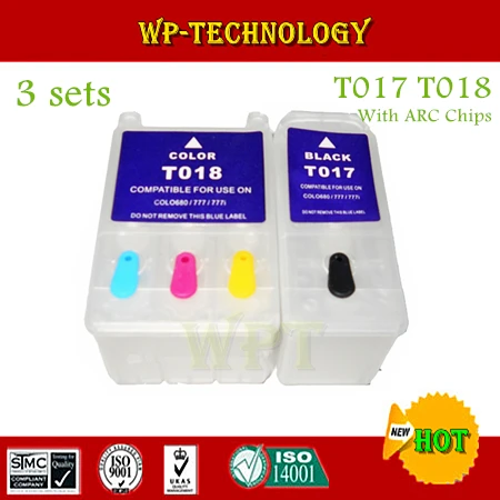 

[3 sets] Empty Refillable Ink cartridge T017 T018  ,  E-017 E-018 suit for Epson  Stylus Color 680 685 777 777i  ,with ARC Chips