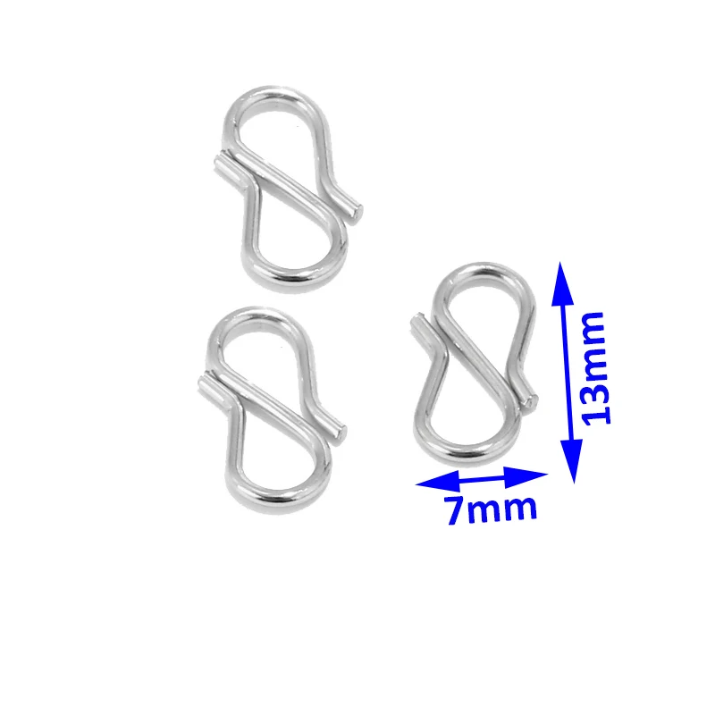 

304 Stainless Steel S Hook Clasps Ropes Cords Hooks Crimps End for Jewelry Making DIY Bracelet Necklace