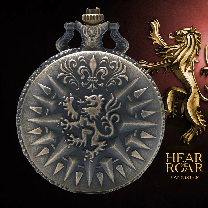 Hear Me Roar LANNISTER тема 3D бронзовые кварцевые карманные часы песня Льда и Огня