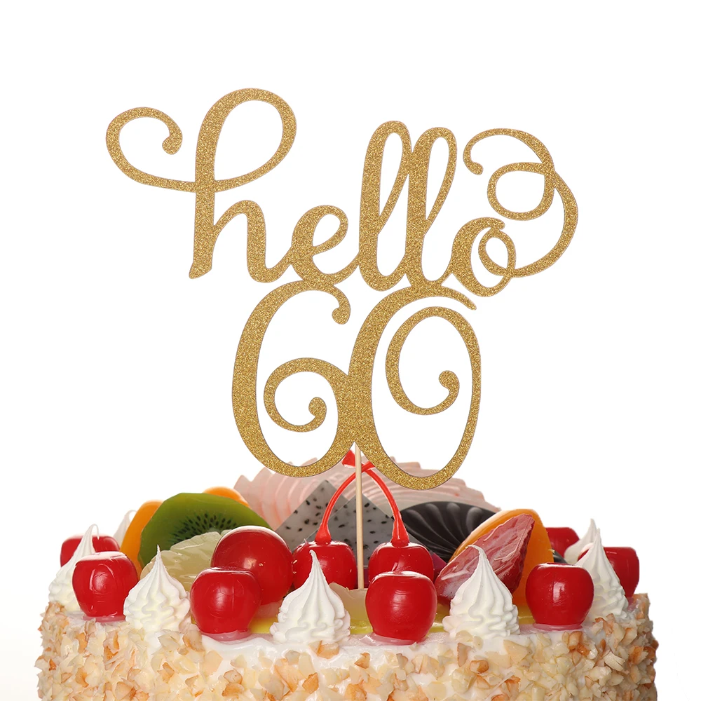 gold glitter hello 21//30//40//50//60 birthday cake topper party decor supplies US