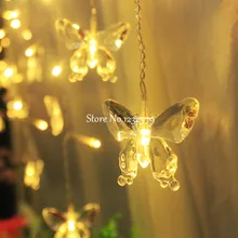 Белый/синий/RGB/теплый белый светодиодный светильник-бабочка, гирлянда для занавесок, праздничные Свадебные гирлянды, 4 м, 100 SMD, EU/US/UK/AU