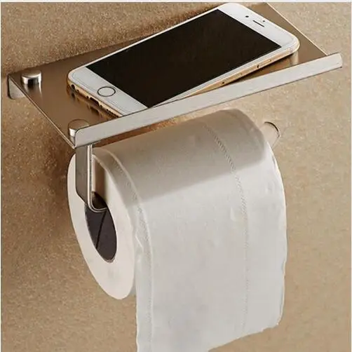 

Simple 304 stainless steel mobile toilet paper holder Roll holder Toilet paper holder tissue box creative mobile phone holder