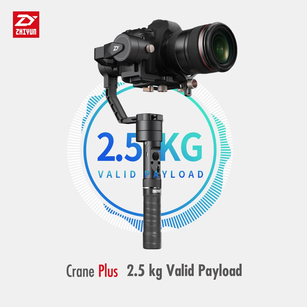 Zhiyun Crane plus 3-осевая карманная DSLR Стабилизатор Ручной карданный смартфон Максимальная полезная нагрузка 2,5 кг Для беззеркальных цифровых зеркальных камер