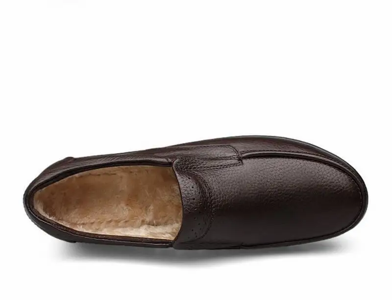Классические плюшевые теплые зимние сапоги ручной работы из натуральной кожи мужские лоферы Для мужчин теплая Повседневная обувь Брендовая Мужская обувь для мужчин большой размер 45, 46, 47 обувь