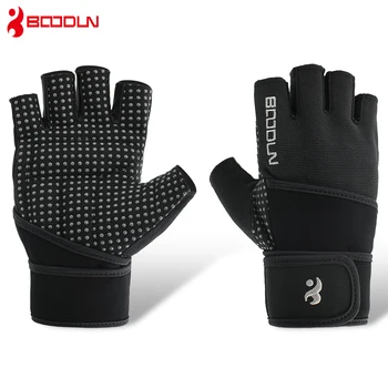 Boodun Men Women Gym Gloves Crossfit Fitness Gloves Extend Wristband Bodybuilding Barbell Dumbbell Weight Lifting Gym Equipment titanium stainless steel fitness gym necklace weight plate barbell dumbbell weightlifting bodybuilding crossfit exercise jewelry
