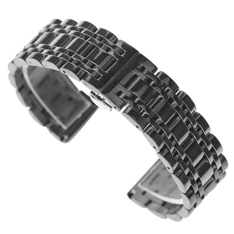 

Luxury High Quality Black/ Gold Solid Watchbands 20/22 mm Stainless Steel Push Button Hidden Clasp Best Wristwatch Replacement