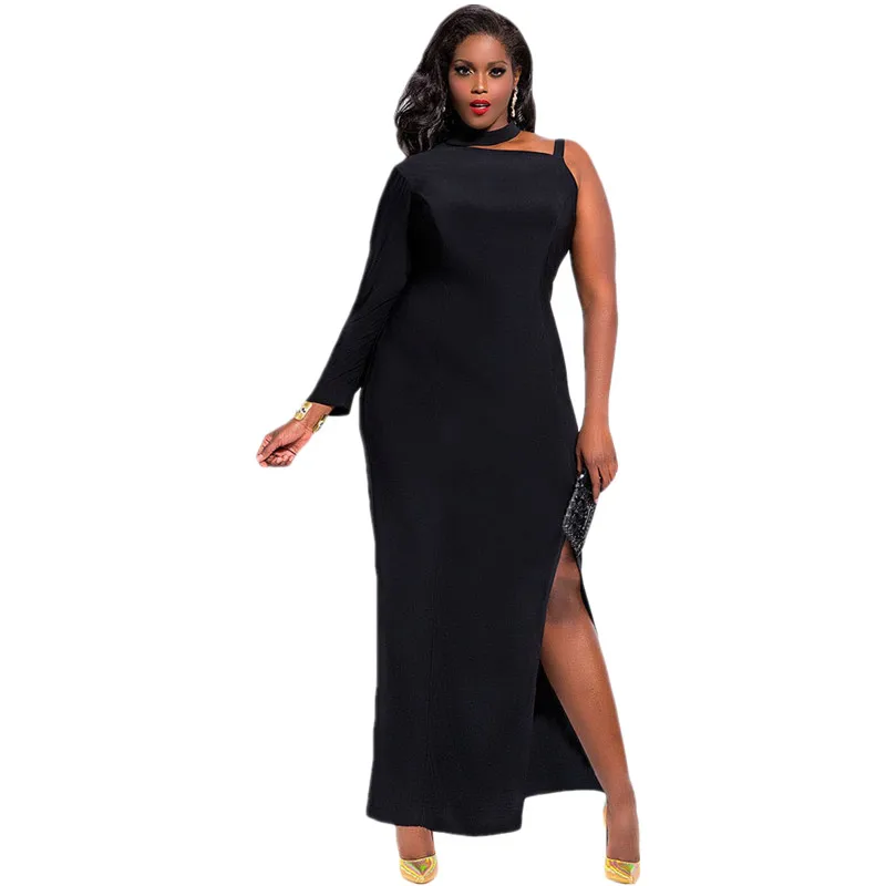 Cfanny 2016 Women Summer Dress Plus Size XXXL Sexy Red Black One Sleeve ...