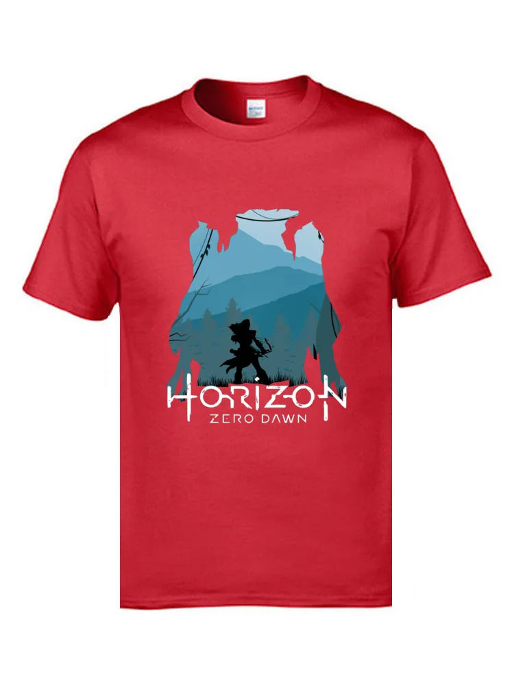 Horizon Zero Dawn 12666 Company Men Tshirts Crewneck Short Sleeve 100% Cotton Tees Design Top T-shirts Wholesale Horizon Zero Dawn  12666 red