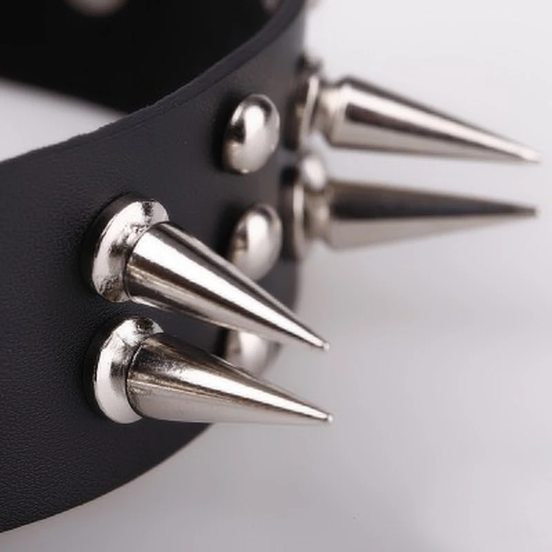 Женское кожаное ожерелье чокер ручной работы в стиле панк рок с шипами|choker