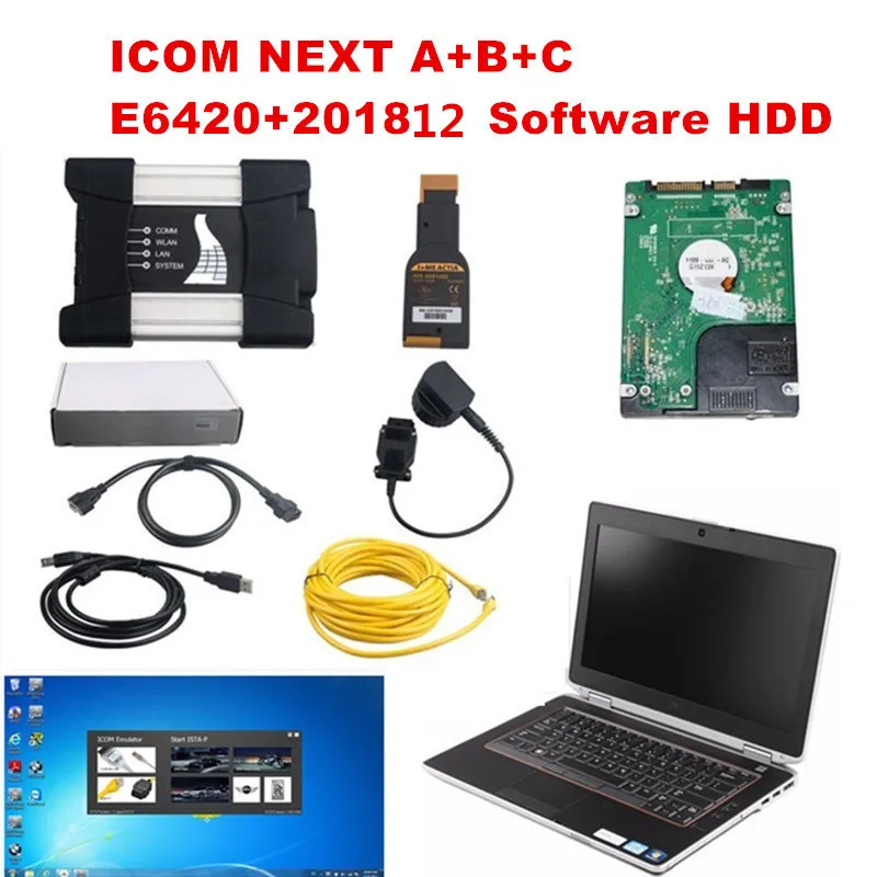 Для BMW ICOM Next A + B C Laptop E6420 2018 12 программного обеспечения HDD OBD2 коннектор сканер