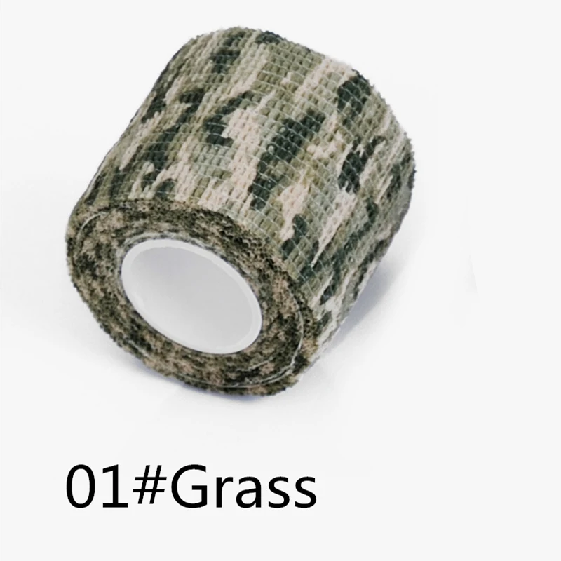 Grass Camo 1 шт. 5 см x 4,5 м Открытый тактический камуфляж охота инструмента съемки камуфляж Стелс лента повязка Водонепроницаемый Airsoft прочный Обёрточная бумага - Цвет: Grass Camo