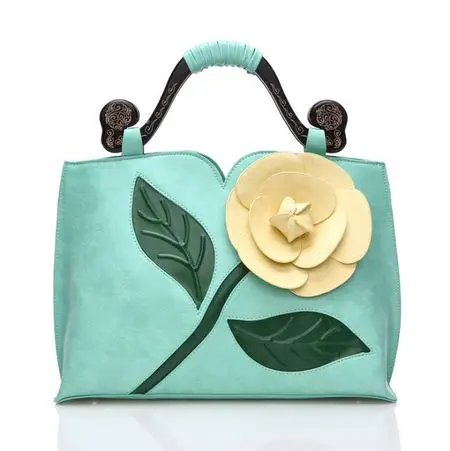 Винтажная женская кожаная сумка розы стильные роскошные сумки женские дизайнерские сумки дамские сумки женские известные бренды Bolsa DC890Z - Цвет: Небесно-голубой