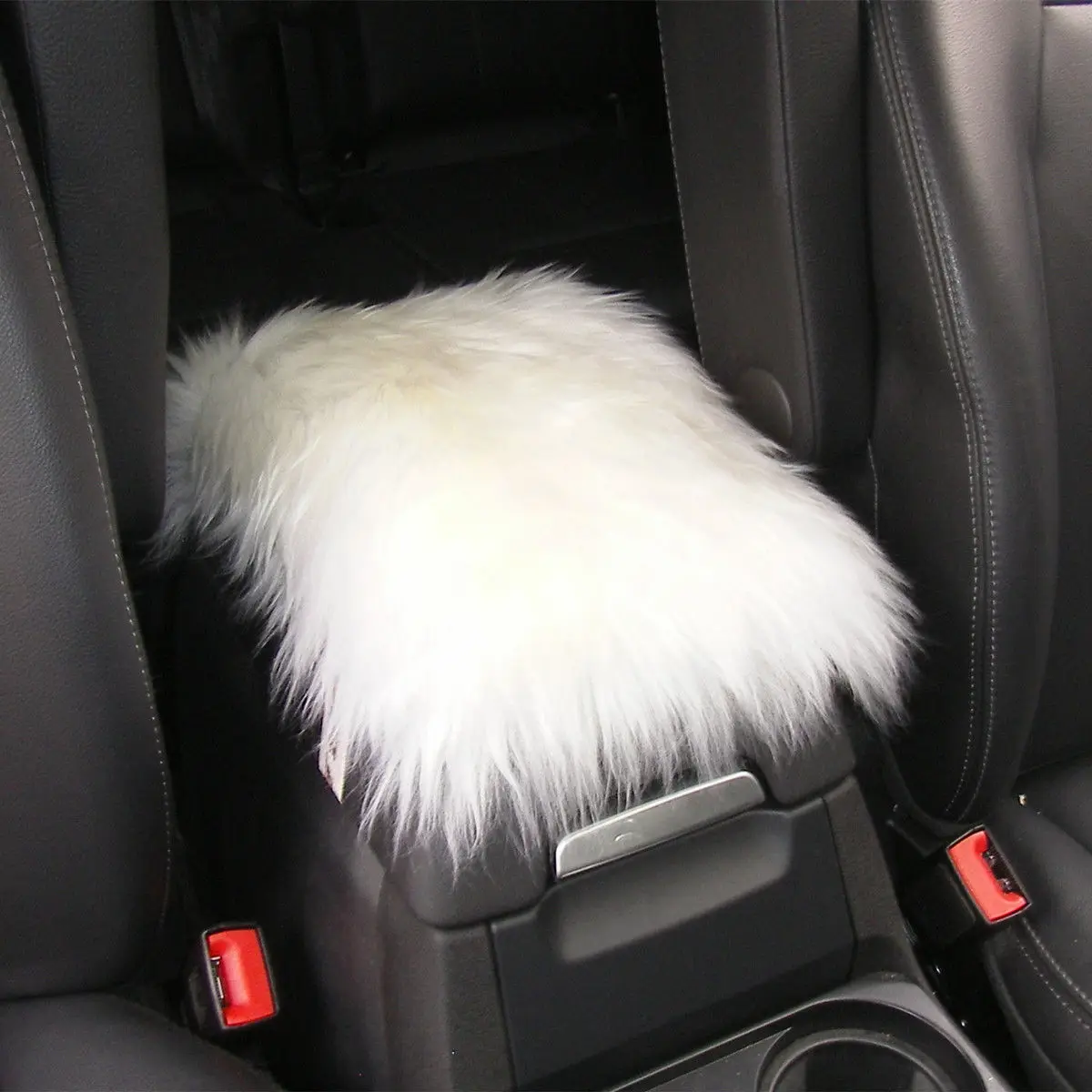 

White Sheepskin Arm Rest Center Console Storage Box Lid Cover Car Interior Styling Fit for Audi A4 B6 B7