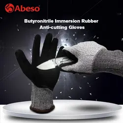 Abeso пять уровня Ножи резки труда страхование Dip резиновые перчатки сварки Пластик Водонепроницаемый дышащие перчатки прокол