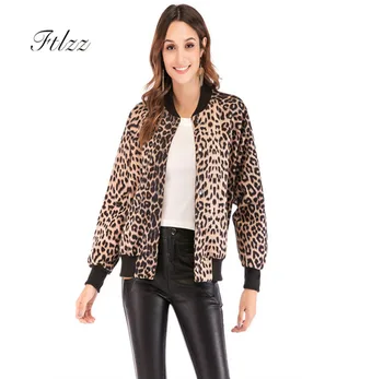 

New Woman Bikers Jacket Casaco Feminino 2019 Spring Autumn Leopard Print Short Bomber Ladies Slim Long Sleeved Zipper Tops