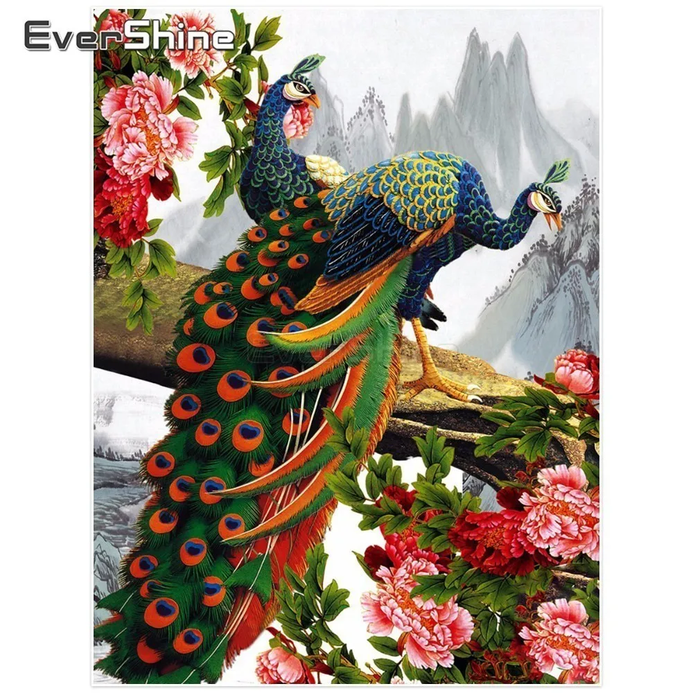

Evershine Peacock Diamond Painting Pictures Of Rhinestones 5D Diamond Painting Animals Diamond Mosaic Painting With Diamonds