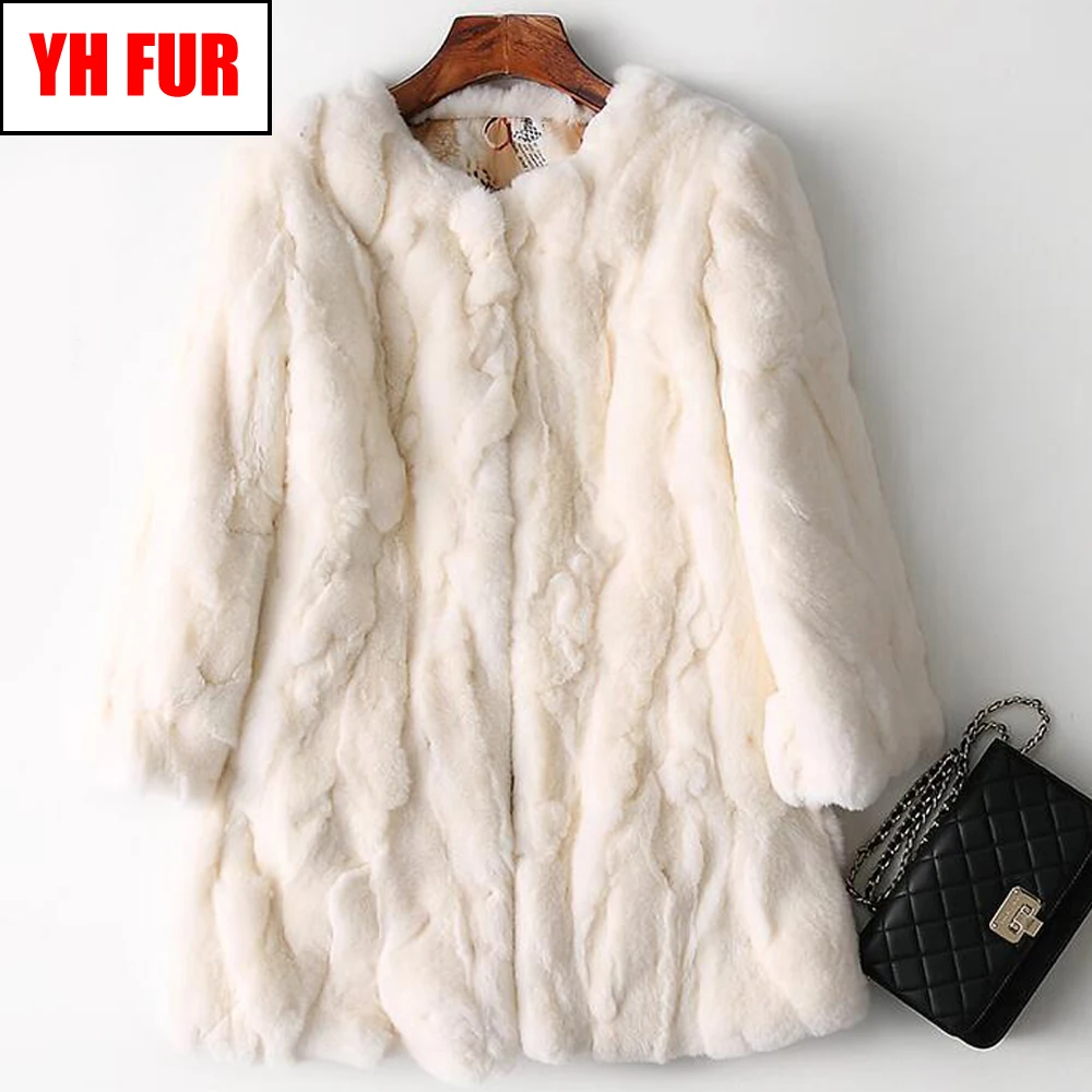 

Autumn Winter Women Real Rex Rabbit Fur Coat Long Style 100% Natural Rex Rabbit Fur Jacket New Fashion Rex Rabbit Fur Overcoat