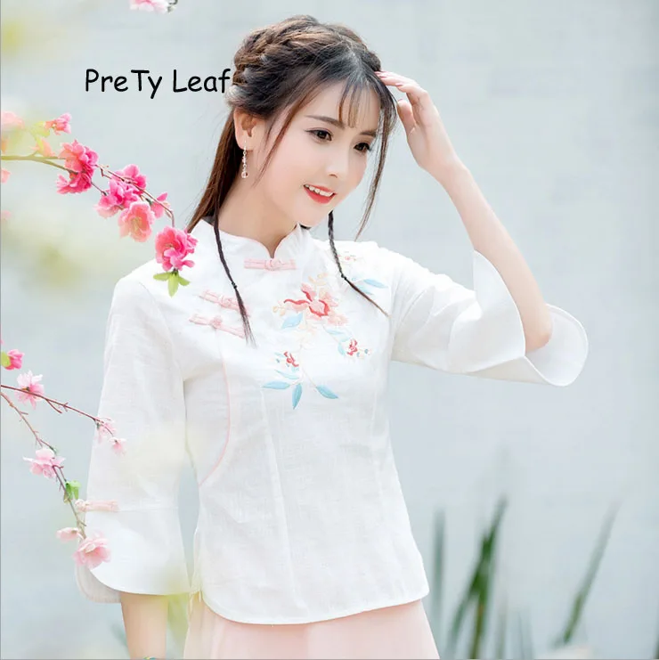 2018 spring and summer Slim embroidered cotton shirt |
