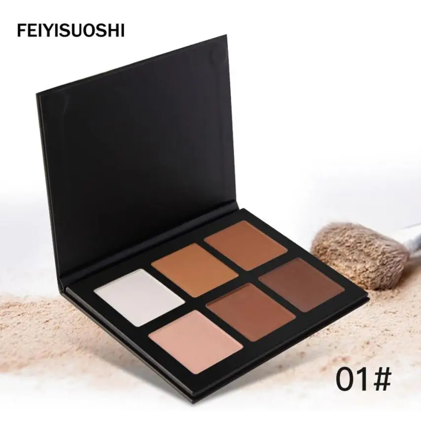 

6 Colors Professional Matte Nude Easy to Wear Makeup Pallete Warm Shimmer Facial Concealer Repair Powder 3D High-light Shadow