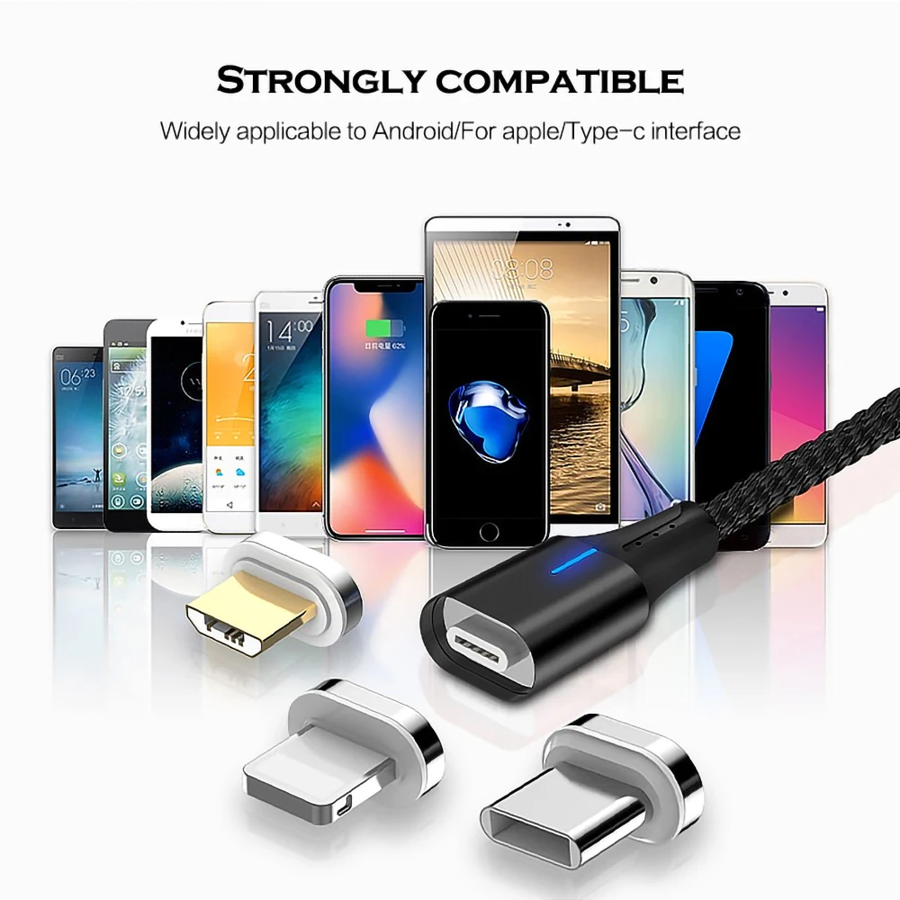5A светодиодный магнитный USB супер быстрый зарядный кабель type-C Micro USB кабель для iPhone huawei P9 P10 P20 samsung смартфон шнур для передачи данных