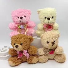 Объемный 10 см x 12 шт. милый кудрявый плюшевый совместный медведь с алмазным бантом мягкие игрушки мягкие куклы для ключей/букет цветов 4 цвета