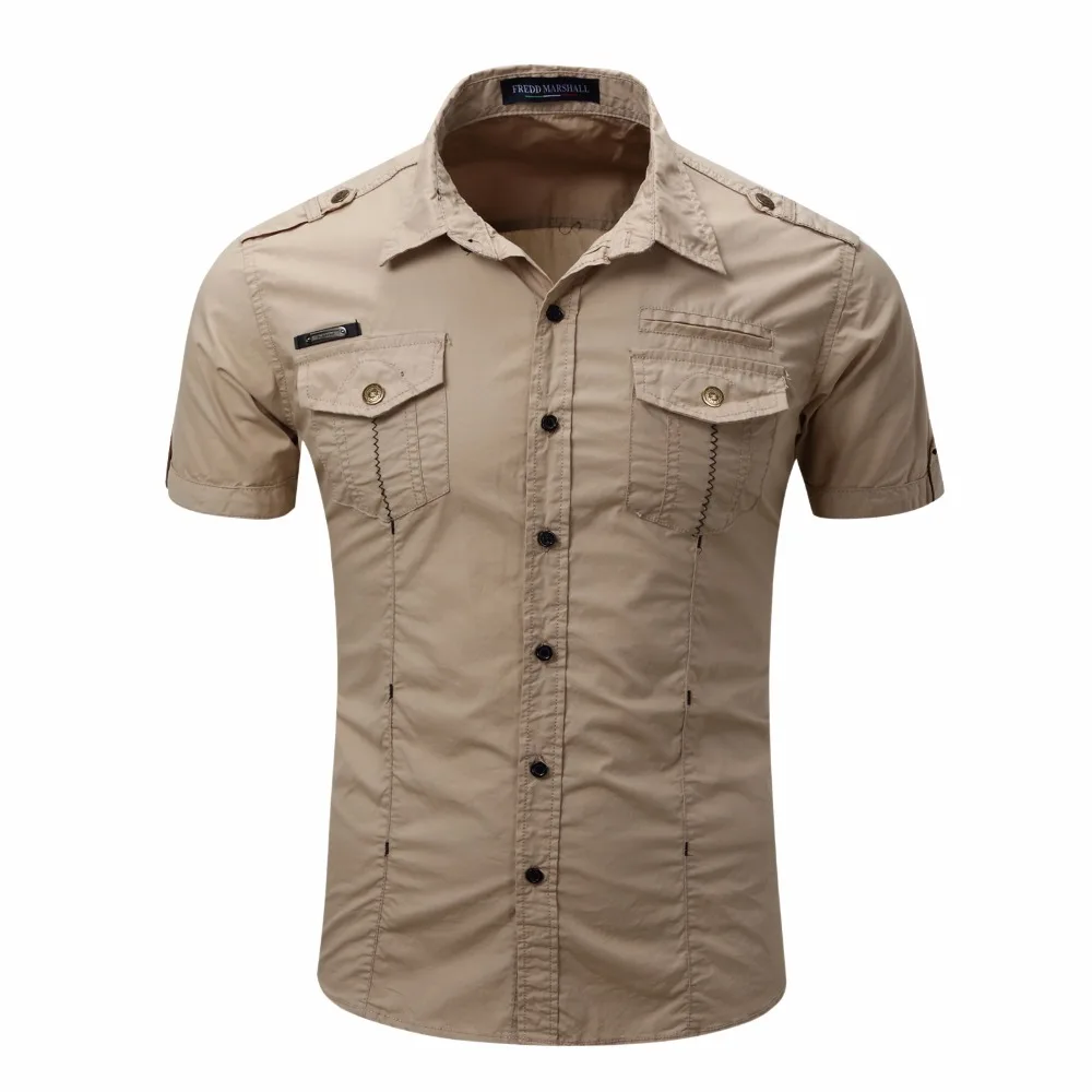 

New Arrival Men Military Shirt Short Sleeve Men Casual Shirt Brand-Clothing Men Solid Army Shirt High Quality camisa masculina