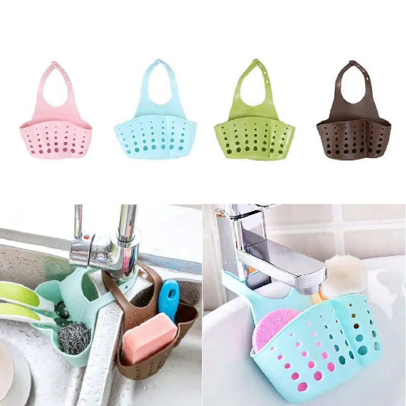 

Urijk Sink Sponge Storage Rack Hanging Storage Holder Hanging Basket Bathroom Accessory Kitchen Organizer Adjustable Snap
