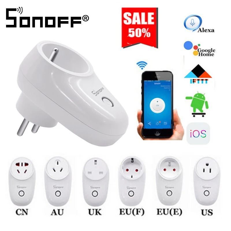 

Sonoff S26 WiFi Smart Socket Outlet Wireless Plug Power Sockets US/UK/CN/EU Smart Home Switch Work With Alexa Google Assistant