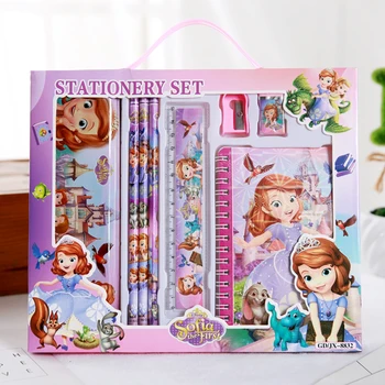 

8pcs/set cartoon sofia stationery set novelty cute students study school supplies children back to school kids high quality set